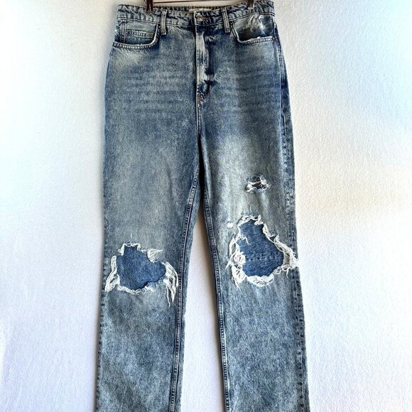 Free People We the Free Jeans Womens Size 31 Acid Wash High Rise Distressed Raw - Picture 1 of 13